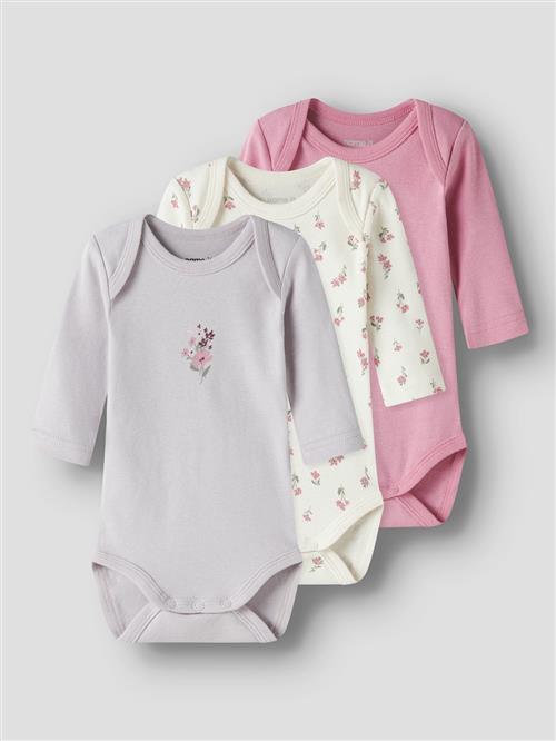 Name It Flower 3-pak Baby Bodys Jet Stream  Jet Stream 62 cm    62 cm  Piger