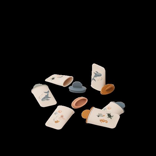 Liewood Malik 6-pak Mini Ispinde Sea Creature Sandy  Sea Creature Sandy One Size  Creme  One Size  Drenge, Piger