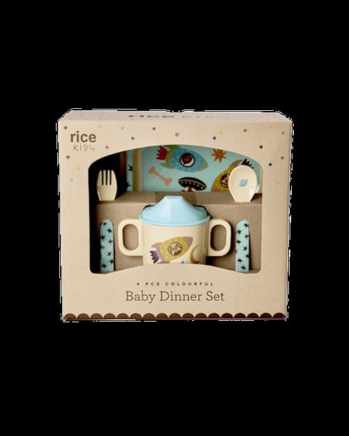 RICE Gavesæt Med 4 Dele Til Babymiddag Soft Blue  Soft Blue One Size  Blå  One Size