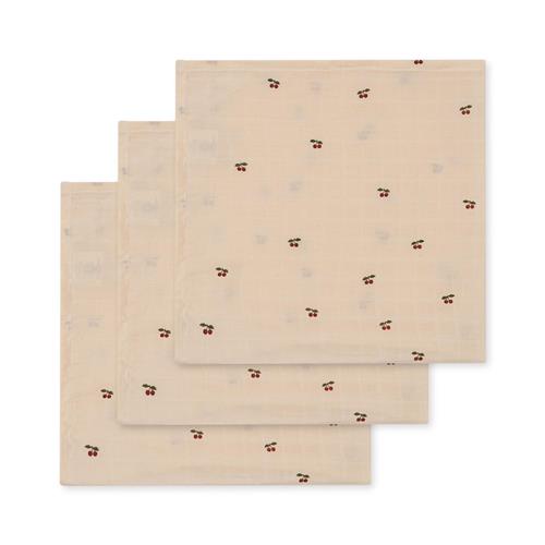 Konges Sløjd GOTS 3-pak Muslin-klude Cherry  Cherry One Size  Creme  One Size  Piger