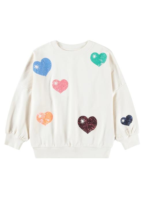 Molo GOTS Marika Sweatshirt Bubble Hearts  Bubble Hearts 116 cm  Hvid  116 cm  Piger