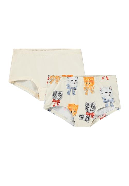 Molo GOTS Jemma 2-pak Hipsters Retro Kittens  Retro Kittens 158/164 cm  Creme  158/164 cm  Piger