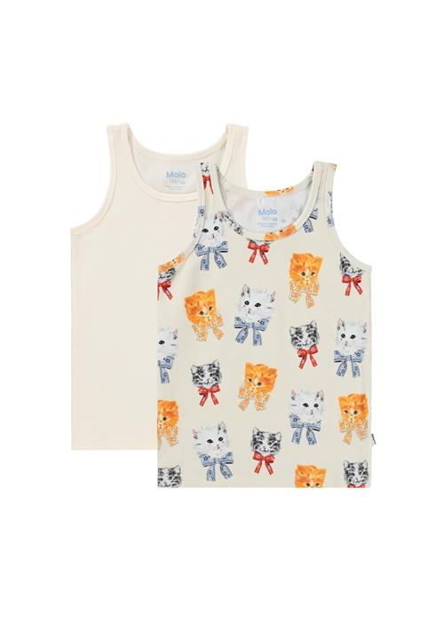 Molo GOTS Jeanie 2-Pack Tank Top Retro Kittens  Retro Kittens 134/140 cm  Creme  134/140 cm  Piger