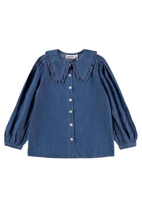 Molo GOTS Robbin Denim Skjorte Bluse Mid Blue Wash  Mid Blue Wash 122/128 cm  Blå  122/128 cm  Piger