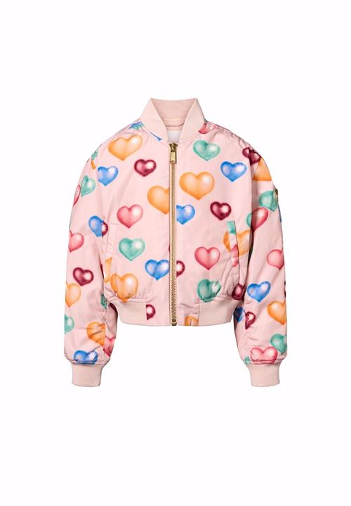 Molo Hedia Bomberjakke Colourful Hearts  Colourful Hearts 152 cm  Lyserød  152 cm  Piger