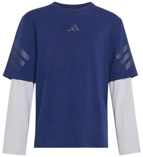 adidas performance Bluse - J FI 2in1 LS T - Dkblue/Lgreyh/Nindi