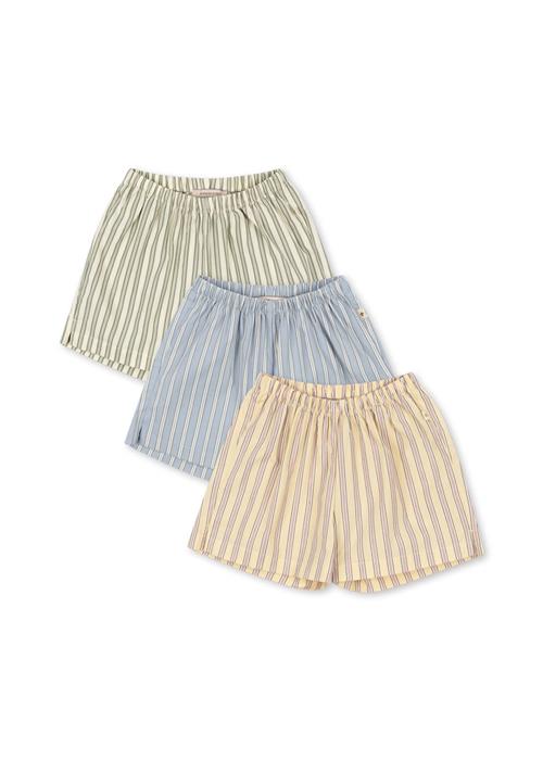 Konges Sløjd GOTS Azur 3-pak Shorts Soleil Bleu Basil Stripe  Soleil Bleu Basil Stripe 7-8 Y  Hvid  7-8 år  Drenge