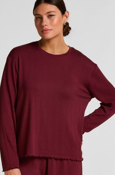 Hunkemöller Pyjama Top Loose Pointelle Rød
