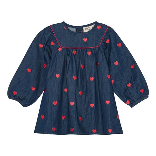 Flöss Amee Kjole Mid Blue Heart  Mid Blue Heart-92 cm  Blå  92 cm  Piger