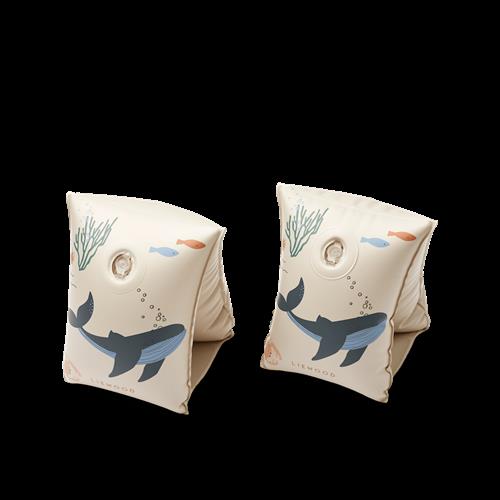 Liewood Shirley Trykte Svømmevinger 2-pak Sea Creature / Sandy  Sea Creature / Sandy-0-15 kg  Creme  0-15 kg  Drenge, Piger