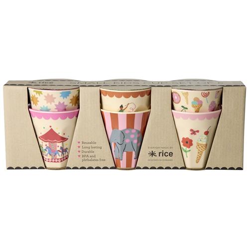 RICE 6-Pack Small Kopper I Melamin Pink Fun Fair One Size    One Size  Drenge, Piger