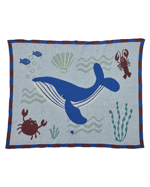 RICE Baby-bomuldstæppe Blue Ocean  Blue Ocean One Size  Blå  One Size  Drenge