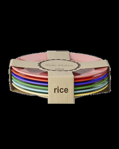 RICE 6 Stk. Runde Sideplader I Melamin Multicolor  Multicolor One Size  Rød  One Size  Drenge, Piger