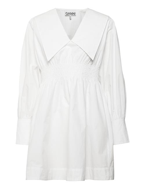 GANNI | Cotton Poplin V-Neck Smock Mini Dress | 42