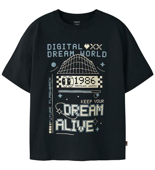Name It T-shirt - NkmLap - Sort m. Print