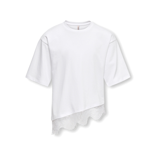 ONLY KIDS T-shirt Kamil Assymetric White Lace