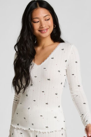 Hunkemöller Pyjamastop Pointelle Hvid