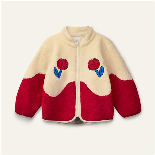 Wynken Dancing Dahlia Teddy Pelsjakke Ecru Red  Ecru Red 6Y  Creme  6 år  Piger