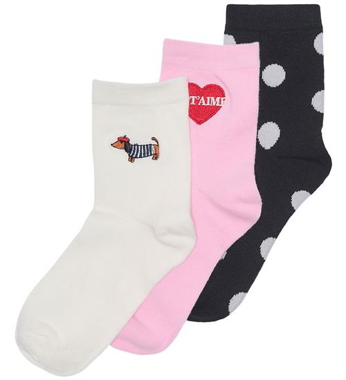 Kids Only Strømper - 3-pak - KogIne - Cloud Dancer/Je Taime/Pink