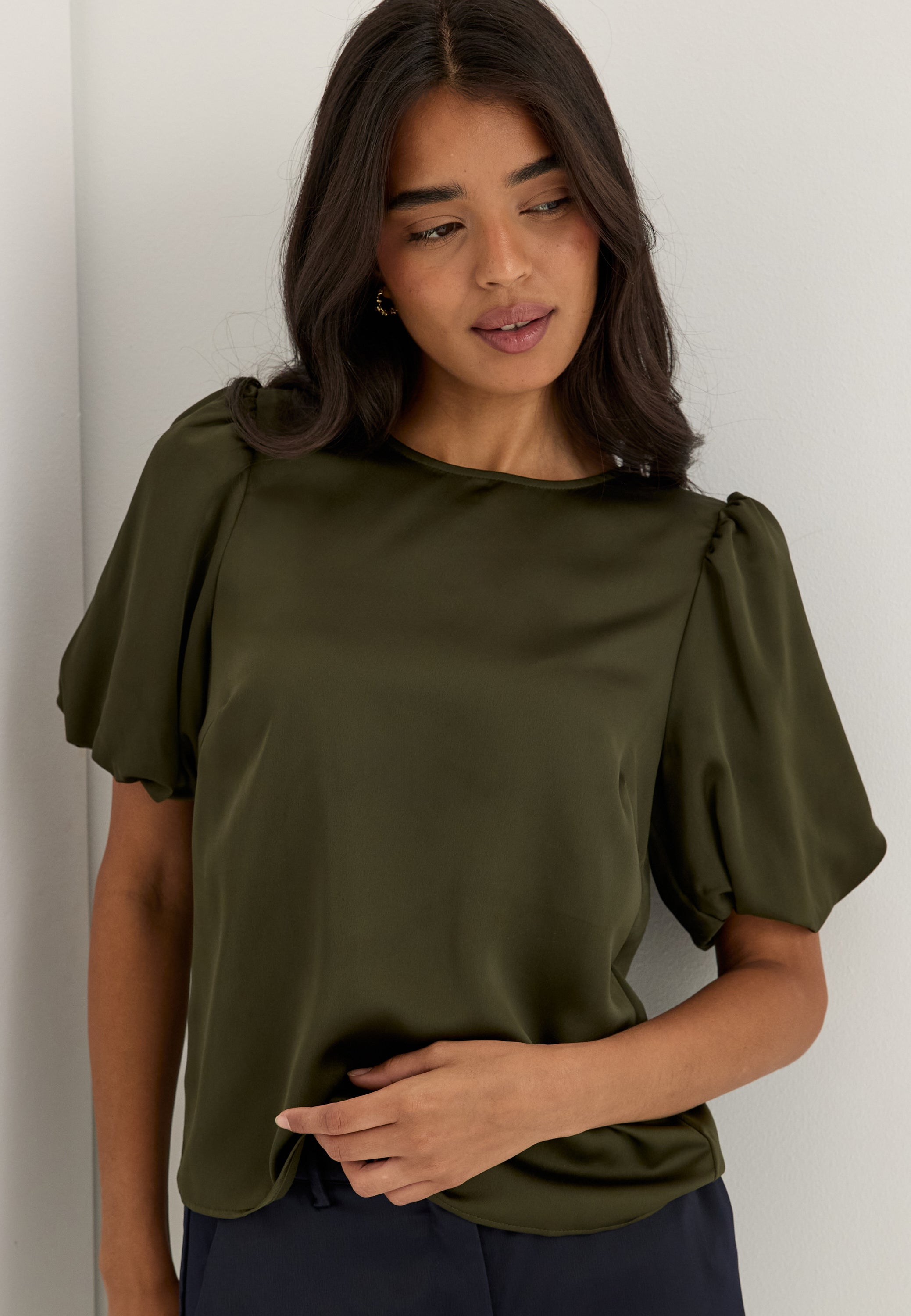 VILA Viellette 2/4 SATIN PUFF TOP