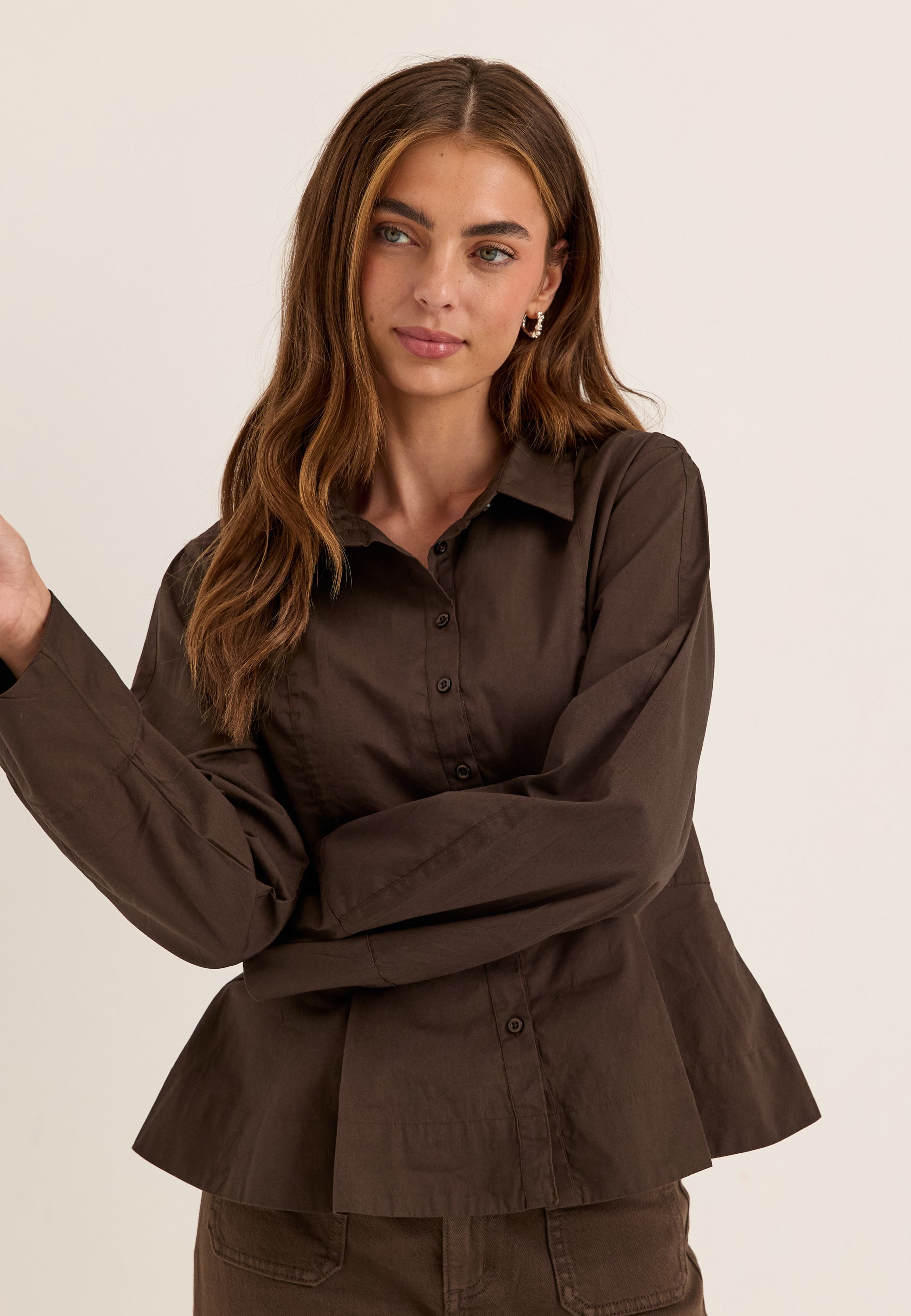 BUBBLEROOM Peplum Cotton Shirt