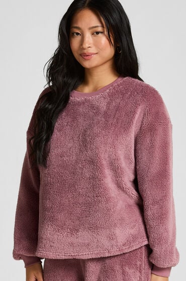 Hunkemöller Langærmet top i blød fleece Lyserød