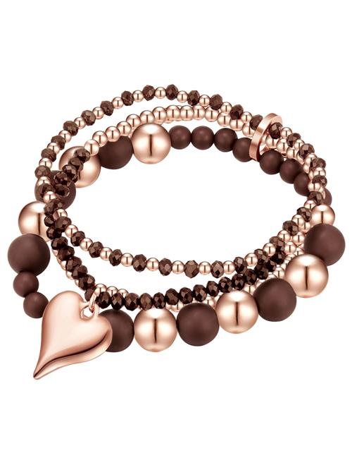 Lulu & Jane Armbånd  brun / rosa guld