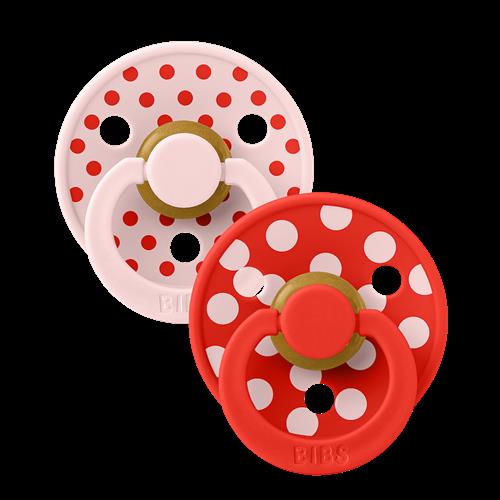BIBS Studio Colour Polka 2-pak Runde Latex-sutter Blossom Candy Apple  Blossom Candy Apple 6+M  Rød  6+ måneder  Drenge, Piger