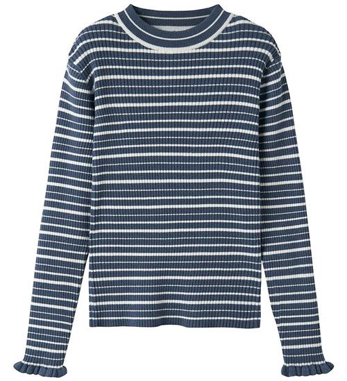 Name It Bluse - Strik - NkfVianna - Vintage Indigo/Bright White