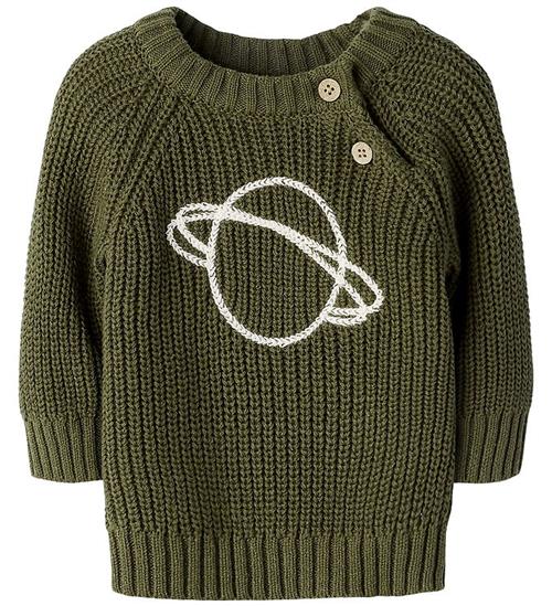 Lil Atelier Bluse - Strik - NbmEmlen - Winter Moss m. Planet
