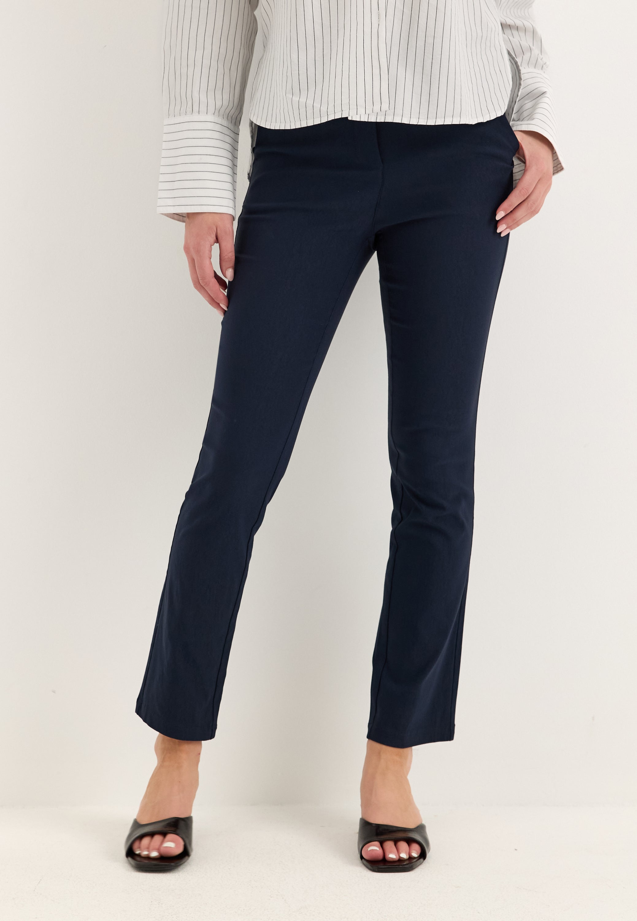 BUBBLEROOM High Waist Stretchy Front Pocket Trousers
