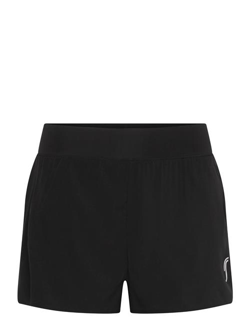 RS Sports | Women's Performance Court Shorts - 2 In 1 With Ball Pockets (Black/White,L,St) | S