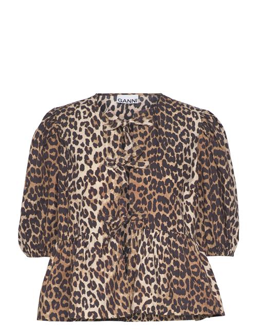 Ganni | Printed Cotton Poplin Peplum Blouse | 42