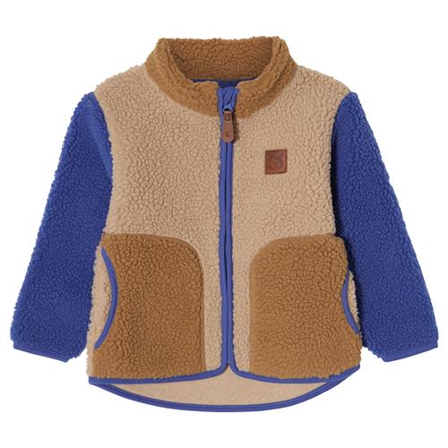 Kuling Austin Pile Fleecejakke Sand Blocking  Blue/Caramel/Sand Blocking-128 cm  Beige  128 cm  Drenge, Piger