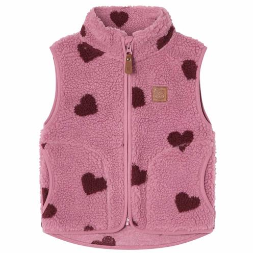 Kuling Austin Pile Fleece-vest Hearts  104cm  Lilla  104 cm  Drenge, Piger