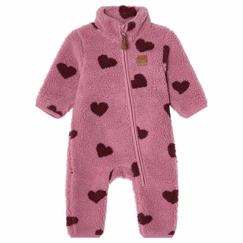 Kuling Austin Pile Fleece-overtræksdragt Hearts  98 cm  Lilla  98 cm  Drenge, Piger