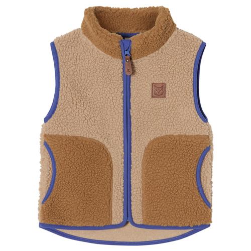 Kuling Austin Pile Fleecevest Sand Blocking  Blue/Caramel/Sand Blocking-104 cm  Beige  104 cm  Drenge, Piger