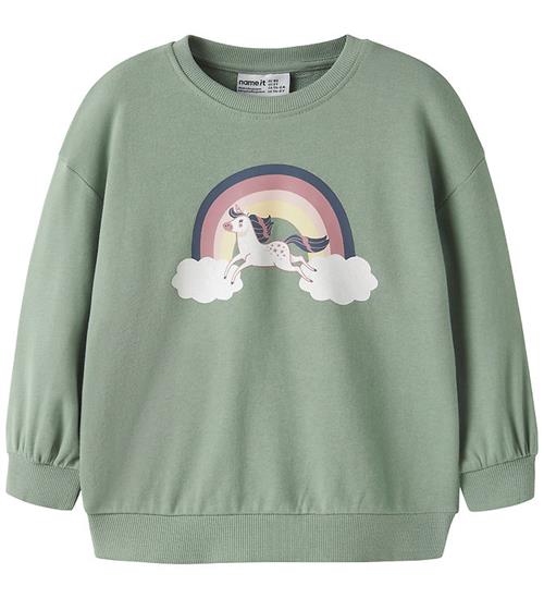 Name It Sweatshirt - Long - NmfValona - Green Milieu/Rainbow Uni