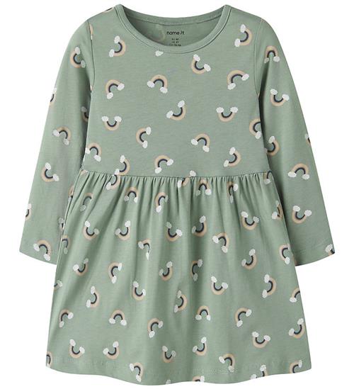 Name It Kjole - NmfVilisa - Green Milieu/Rainbow