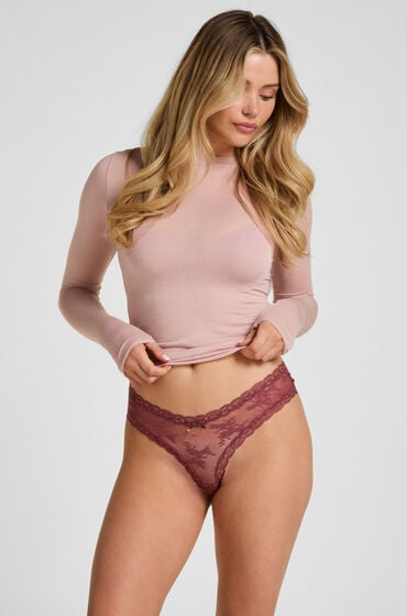 Hunkemöller Brasiliansk trusse V-shape Mesh Lyserød
