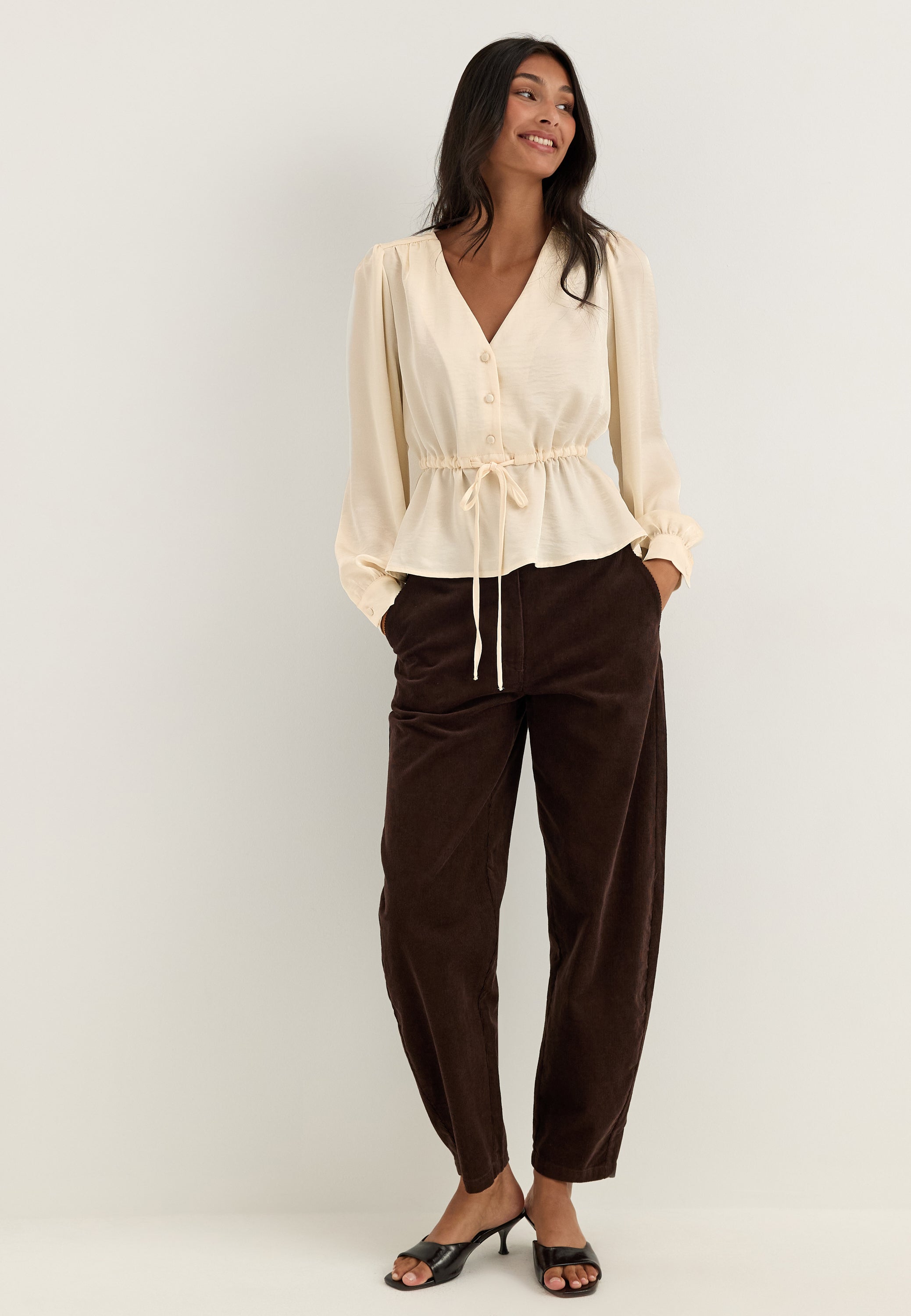 BUBBLEROOM Satin Puff Sleeve Blouse