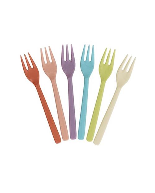 RICE Sæt Med 6 Melamin-kagegafler Multicolor  Multicolor One Size  Rød  One Size  Drenge, Piger