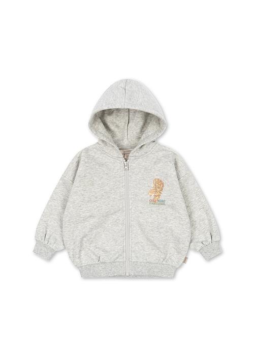 Konges Sløjd Lou Hættetrøje Med Lynlås Grey Melange  Grey Melange-3Y  Grå  3 år  Drenge