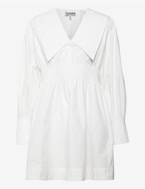GANNI | Cotton Poplin V-Neck Smock Mini Dress | 40