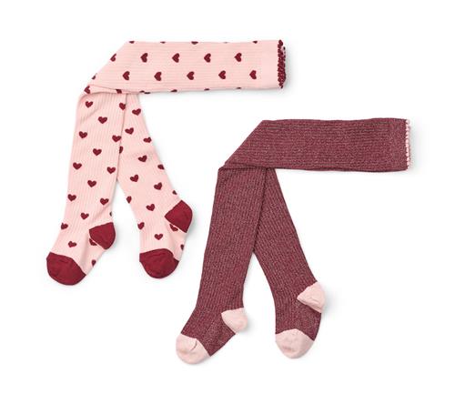 Flöss Vera 2-pak Strømpebukser Cranberry-Pink Glitter  Cranberry-Pink Glitter 116/122 cm  Lyserød  116/122 cm  Piger
