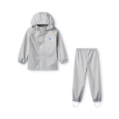 Flöss Dew Regntøjssæt Light Blue Gingham  Light Blue Gingham 18M-2Y  Blå  18M-2år  Drenge