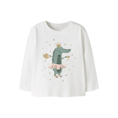 NAME IT Bluse Veen Bright White Dino Princess