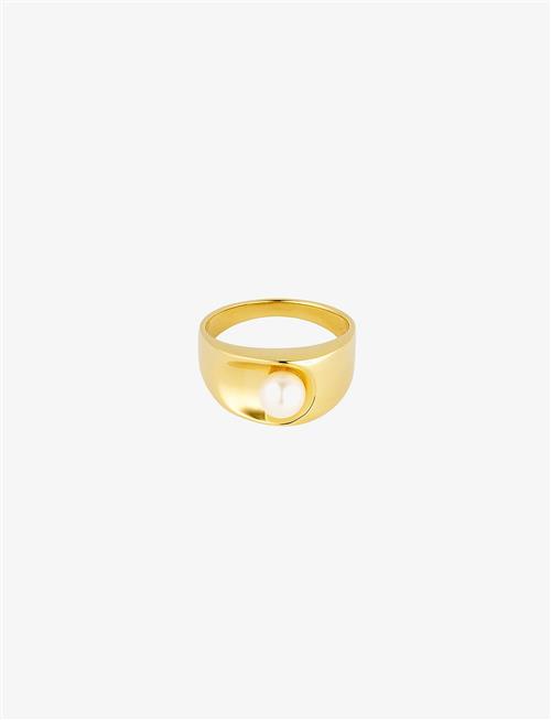 Design Letters | Pearl Solo Ring - Goldplated | 50