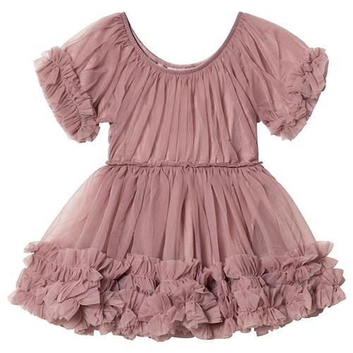 DOLLY by Le Petit Tom Kjole med flæser Mauve Mauve-6-8 Y  Lyserød  6-8 år  Piger