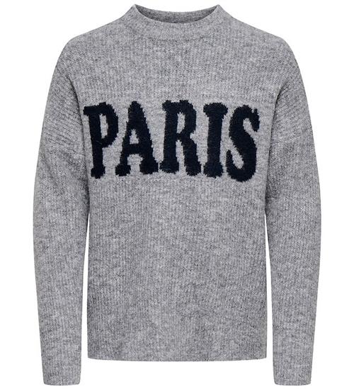 Kids Only Bluse - Strik - KogJerico - Grey Melange/PARIS/Dark Na